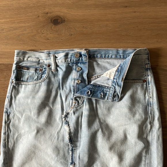 Polo Ralph Lauren Women's Light Wash Denim Slit Pencil Style Skirt Size 32 - Picture 12 of 15